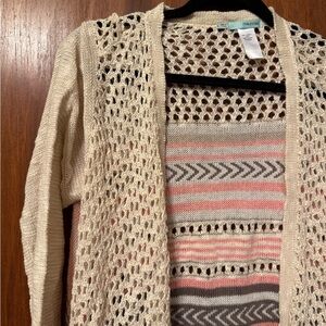 Maurices Cream Open Crochet Cardigan - Size Large